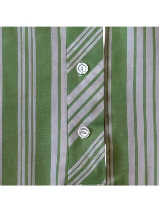 Vintage 60's Womens Dress Handmade Green White Stripe Sleeveless Shift 14 16 - Picture 7 of 15